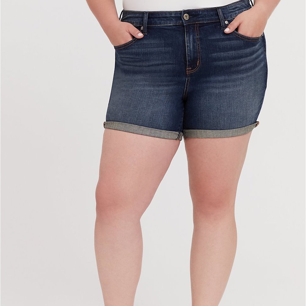 High Rise Mid Short - Vintage Stretch Dark Wash